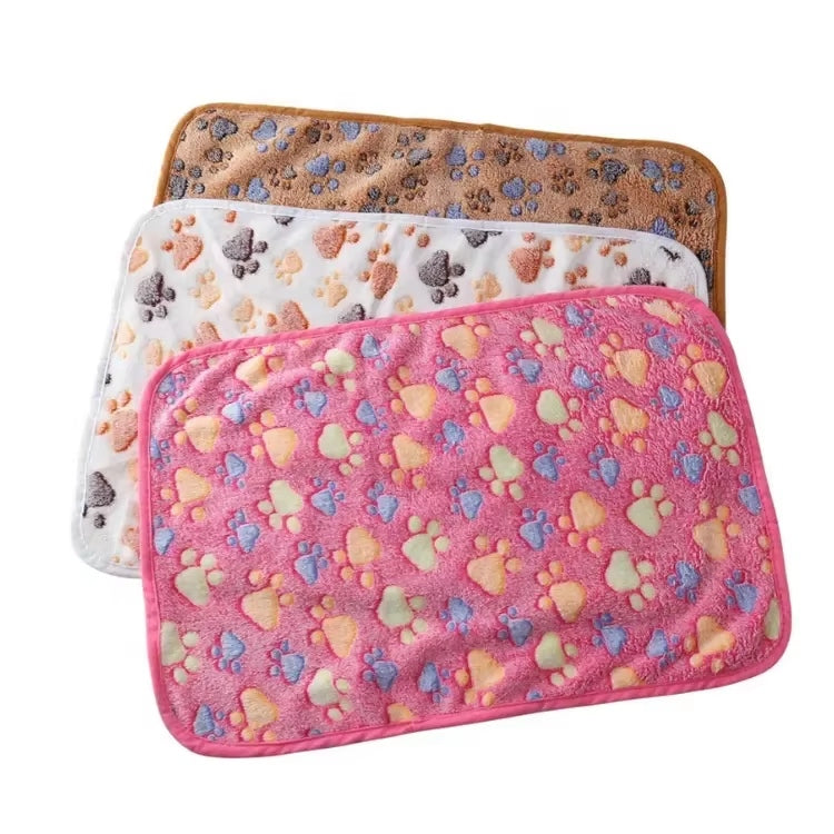 Plush Paw-Print Pet Blankets, 3-Pack