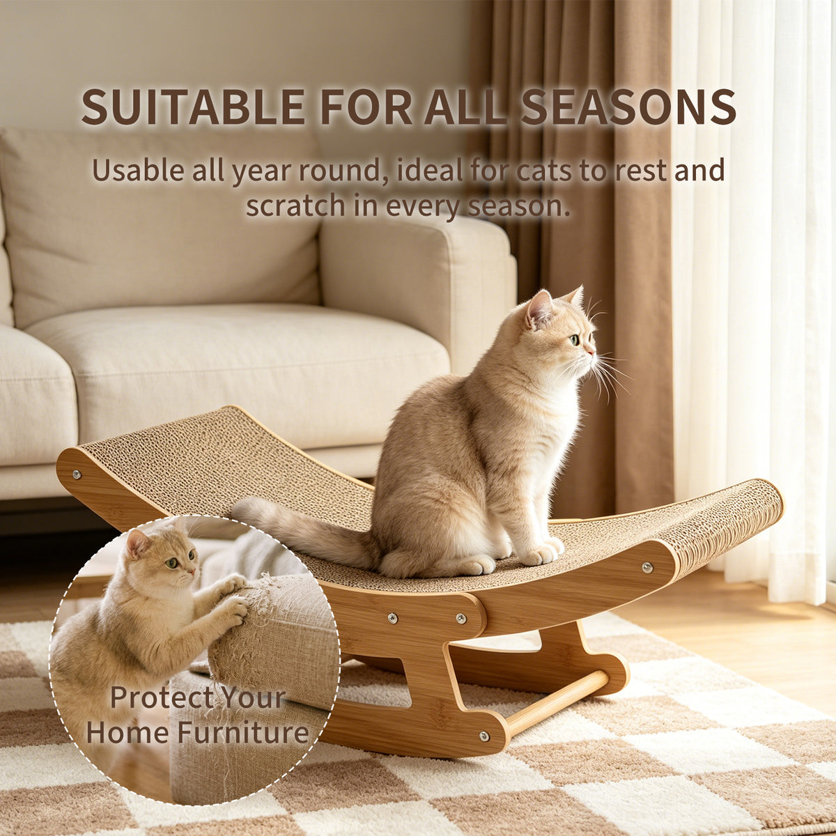 2-in-1 Rocking Cat Scratcher Lounge