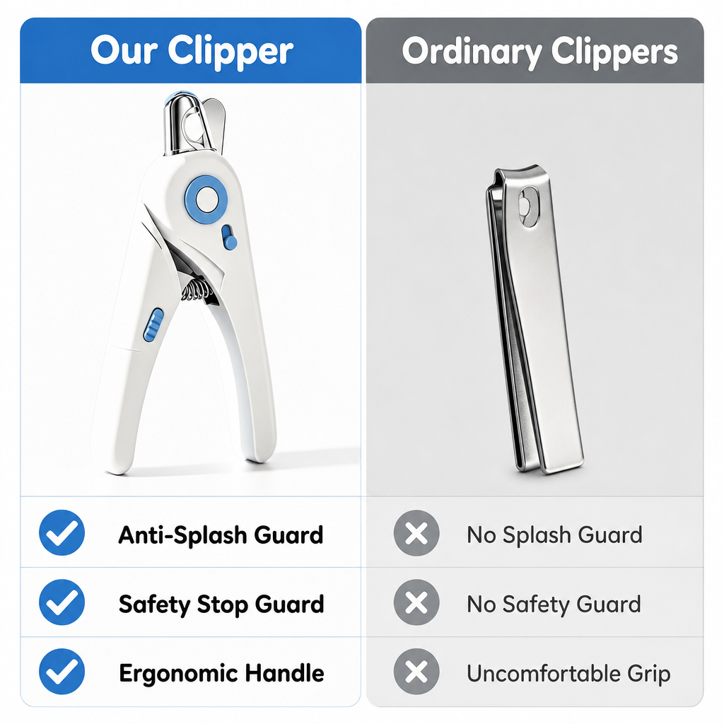 Pet nail clippers with safety guard
